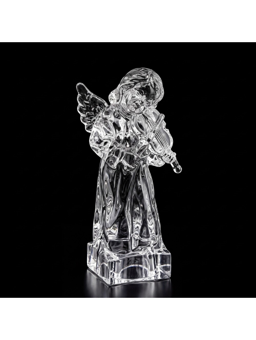 Vintage Mikasa Herald Collection Angelic Violin Full Lead Crystal Figurine 8"